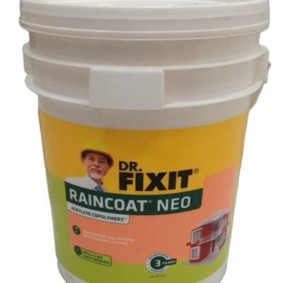 Dr. Fixit Raincoat Neo White Base 20LT – elastomeric waterproof exterior wall coating with heat reflection and crack-bridging up to 2mm.