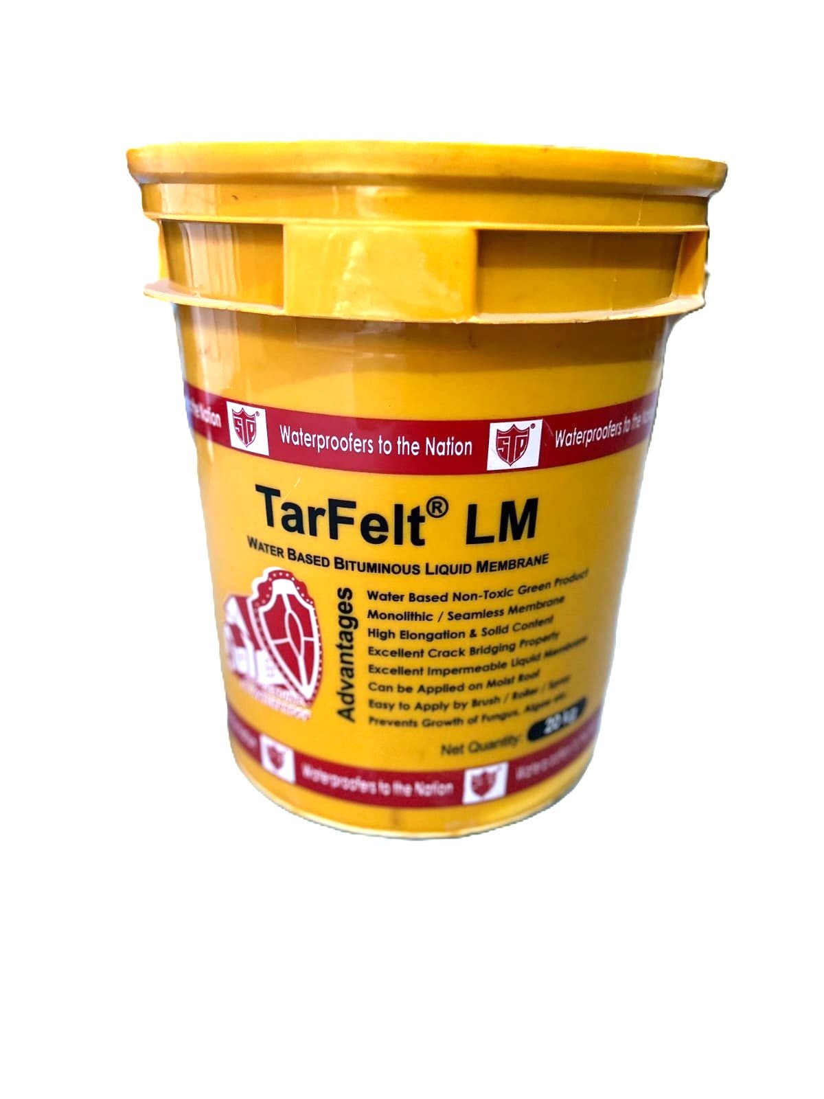 TarFelt LM 20 KG bucket – water-based elastomeric bituminous liquid waterproofing membrane.